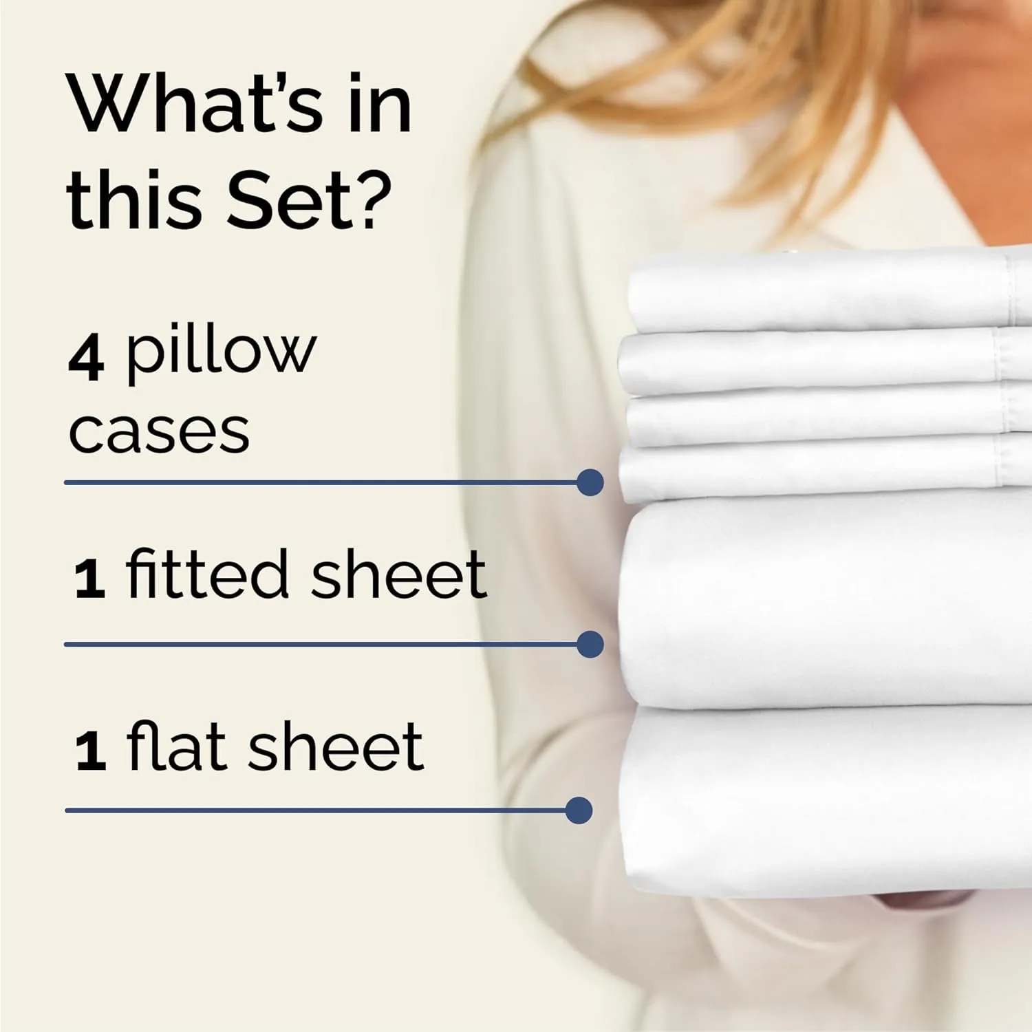 Cal King 6 Piece Sheet Set - Comfy, Breathable & Cooling - Hotel Luxury Bedding for Women, Men, Kids & Teens - 1 Flat & 1 Fitted Sheet & 4 Pillowcases w/Deep Pockets - Soft and Wrinkle Free - White