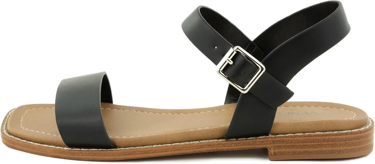 Calie 2 Strap Sandals for Women – Faux Leather Sandals Women’s Summer Shoes – Comfortable Flat Sandals