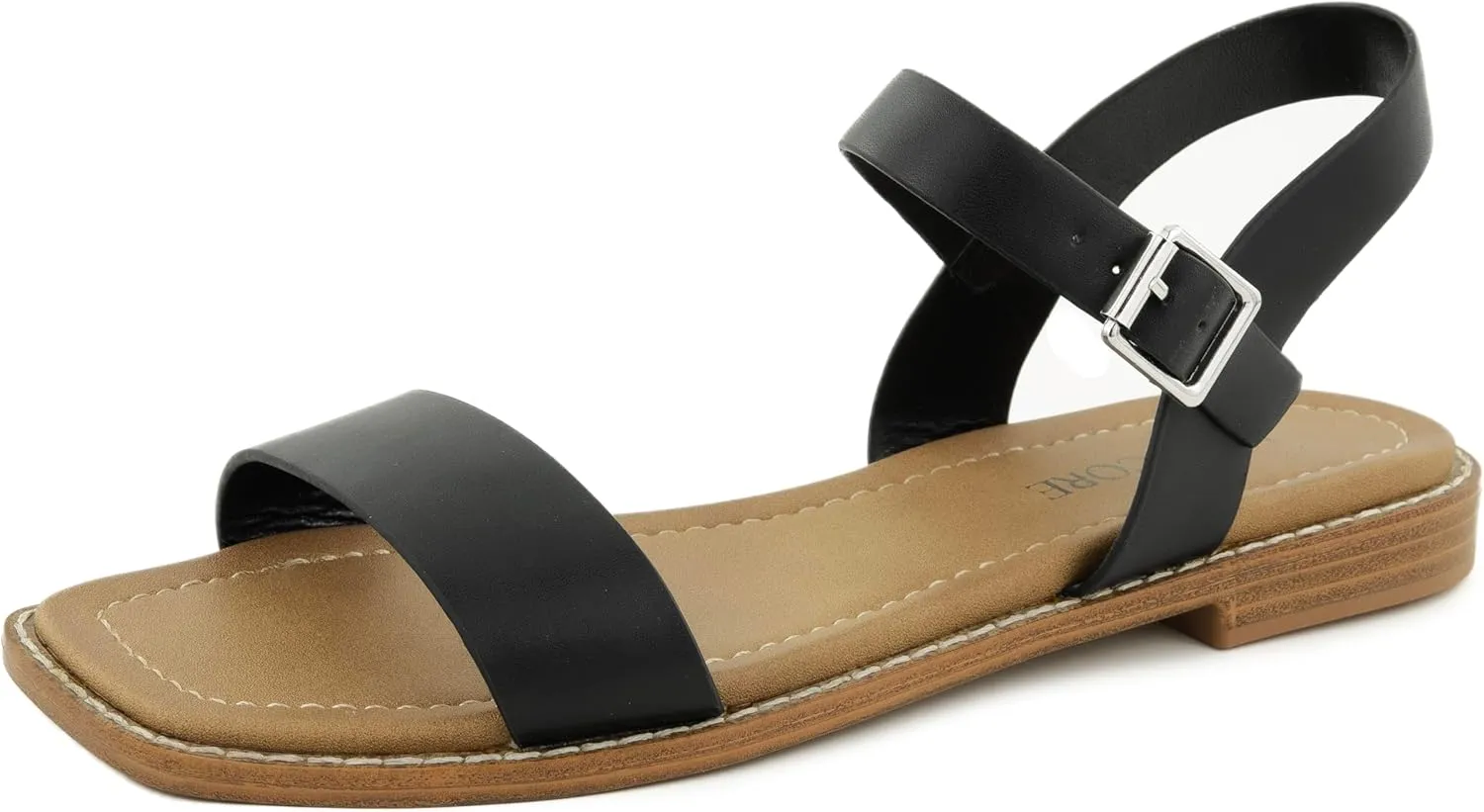 Calie 2 Strap Sandals for Women – Faux Leather Sandals Women’s Summer Shoes – Comfortable Flat Sandals