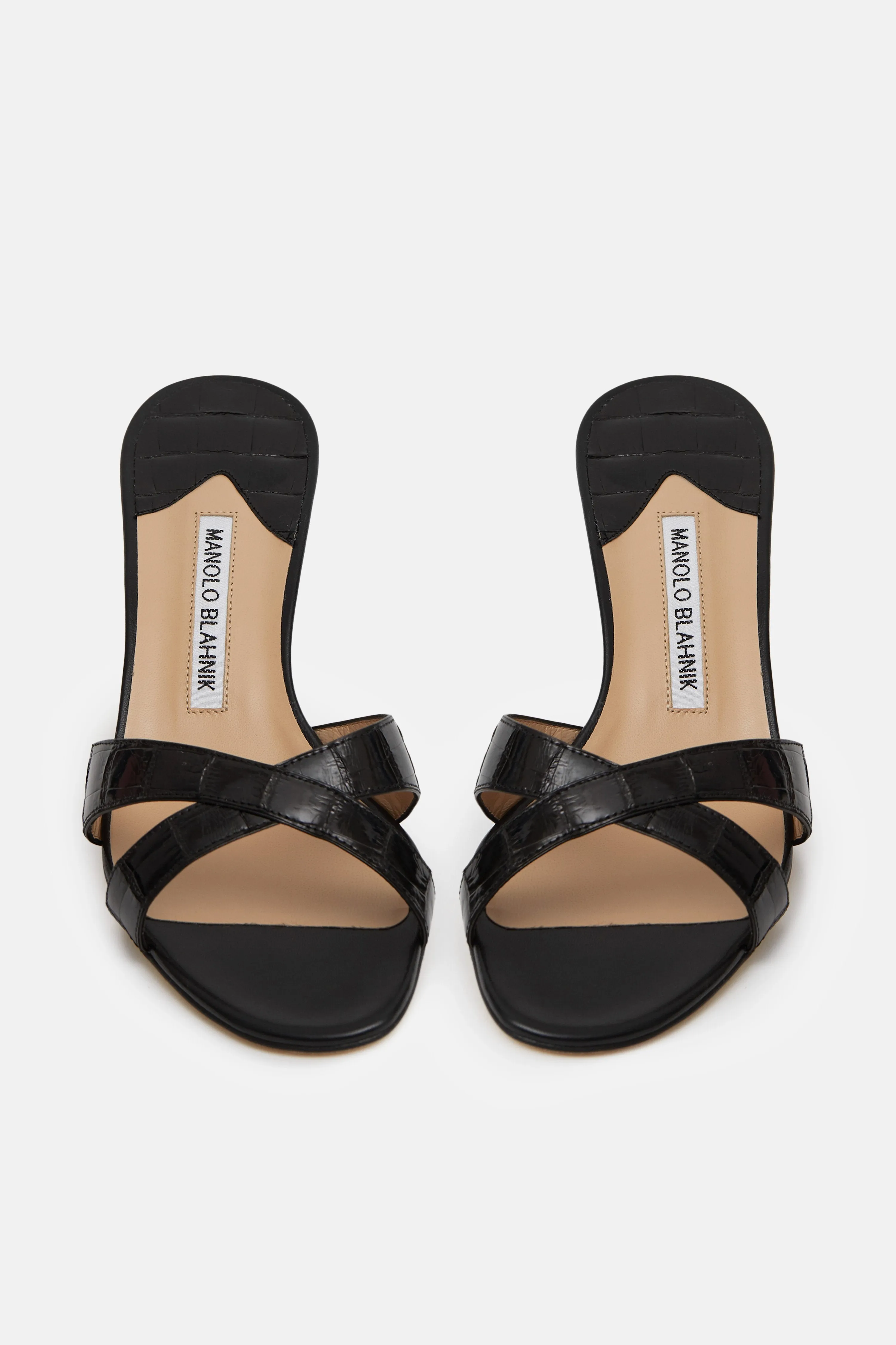 Callamu Heeled Mule - Black Alligator
