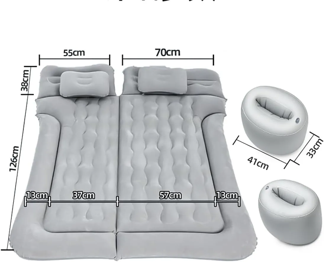 Car Air Mattress for Linco Aviator(6seats Without armrest) 2020-2024, Trunk Rear Seat Inflatable Thickened Flocking Travel Camping Bed, Air Pump 2 Pillows,Grey