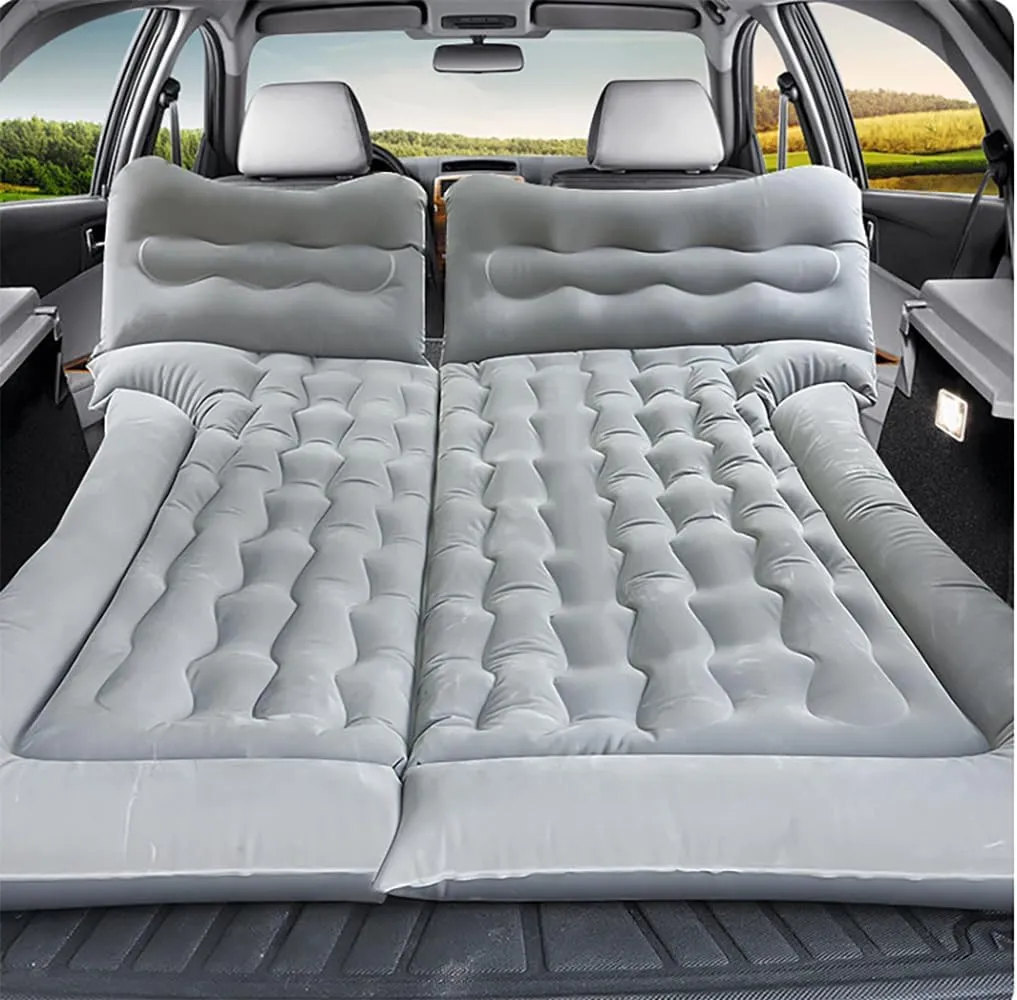 Car Air Mattress for Linco Aviator(6seats Without armrest) 2020-2024, Trunk Rear Seat Inflatable Thickened Flocking Travel Camping Bed, Air Pump 2 Pillows,Grey