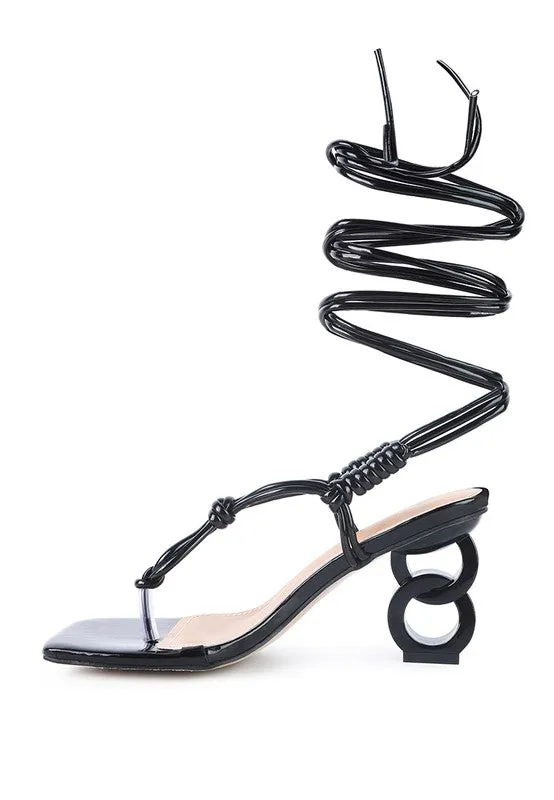 Cassino Thong Lace Up Chain Heel Sandal