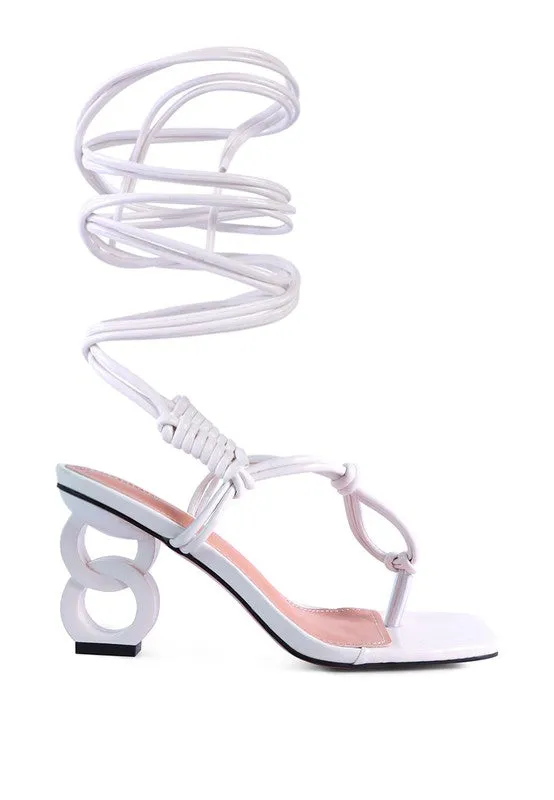 Cassino Thong Lace Up Chain Heel Sandal