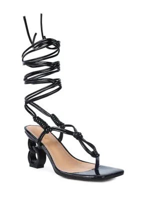 Cassino Thong Lace Up Chain Heel Sandal