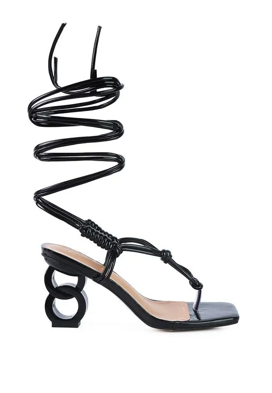 Cassino Thong Lace Up Chain Heel Sandal