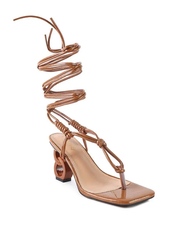 Cassino Thong Lace Up Chain Heel Sandal