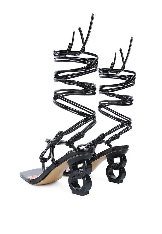 Cassino Thong Lace Up Chain Heel Sandal