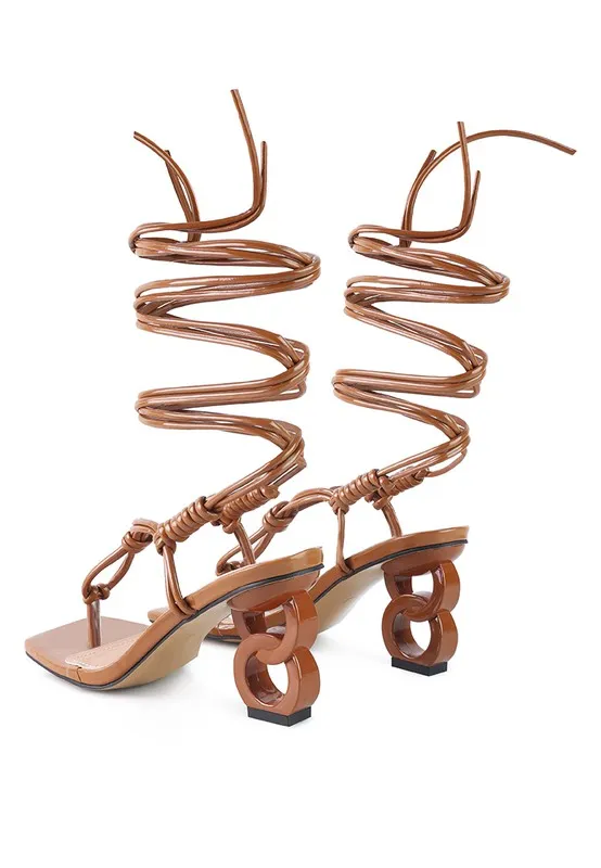 Cassino Thong Lace Up Chain Heel Sandal