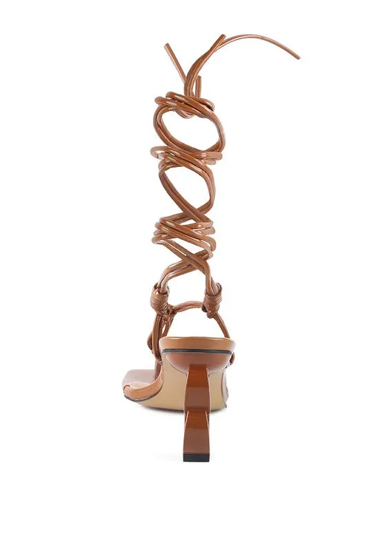 Cassino Thong Lace Up Chain Heel Sandal