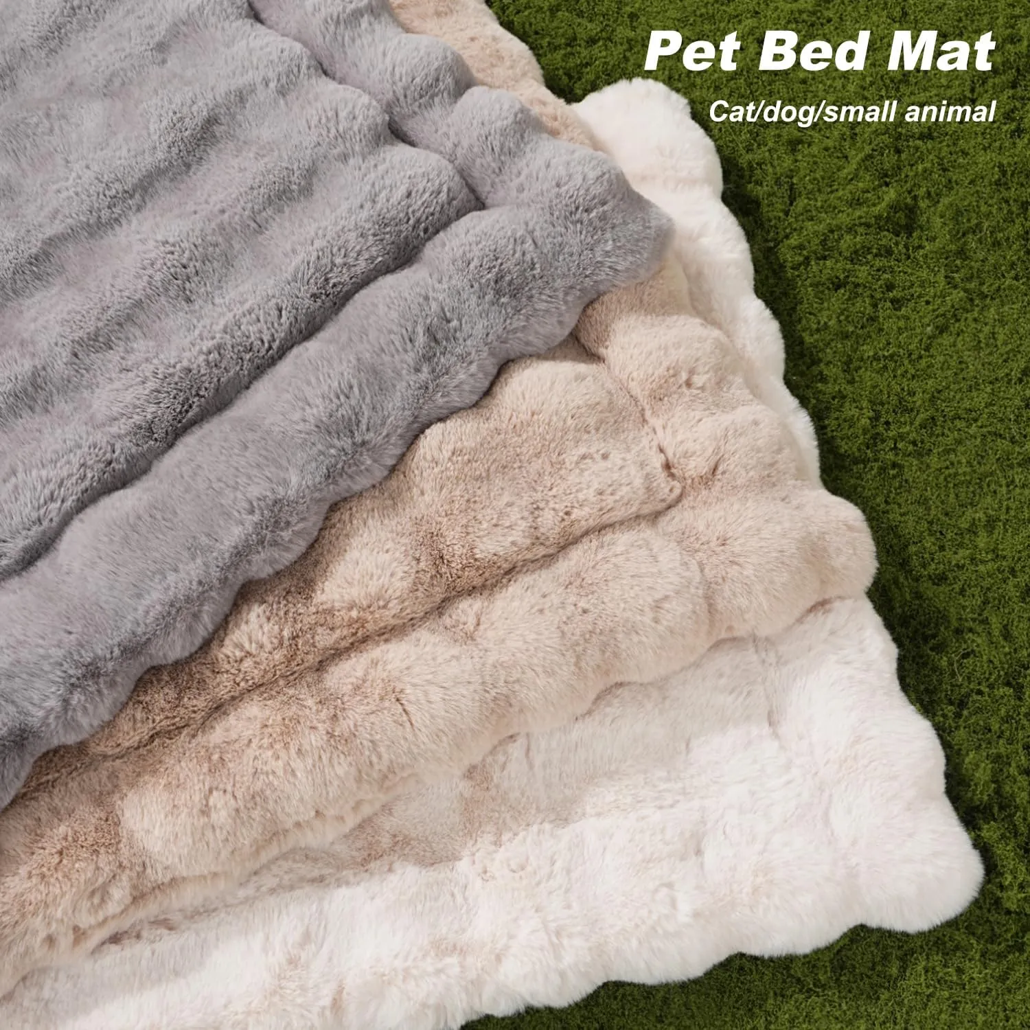 Cat Beds for Indoor Cats Faux Fur Pet Pad Mat Plush Kitten Bed with Non-Slip Bottom for Carriers/Couch Dog & Puppy Friendly 23 x 15 Inch Medium Orange