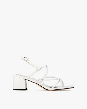 Charlotte Mid Heel Sandals White Leather