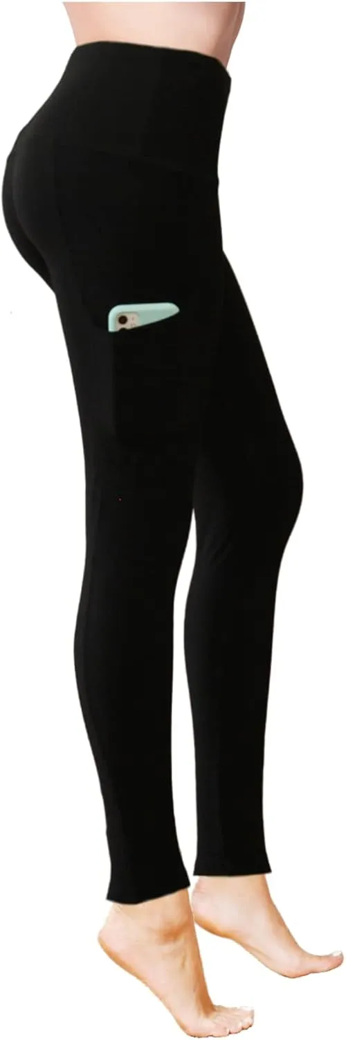 COMFY FOREVER Pocket Leggings for Women W/5' High Waist Tummy Control Ankle Length Pants