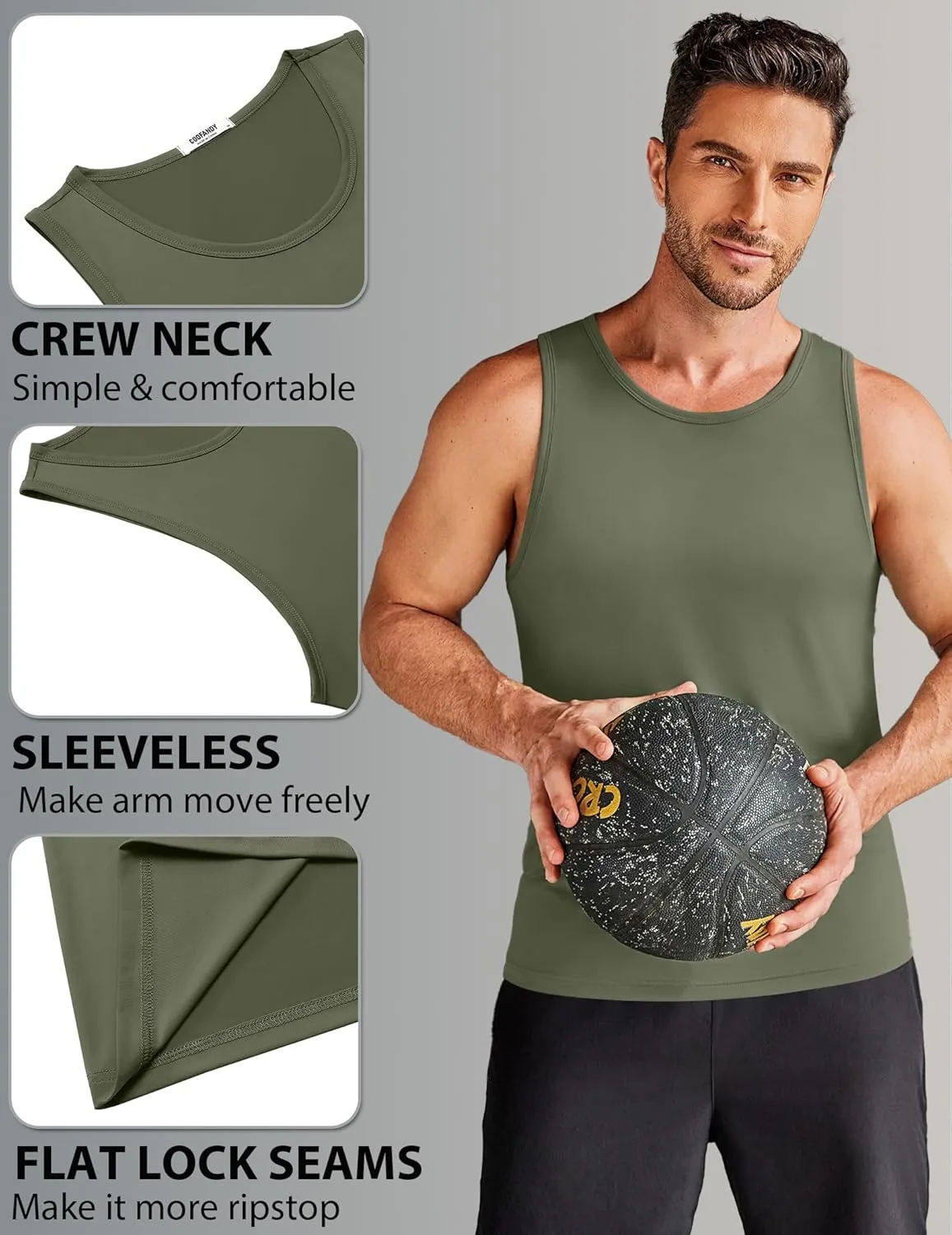 COOFANDY Mens Tank Top UPF 50  Quick Dry Sleeveless Shirts Summer Workout Muscle T Shirt Cool Swim Beach Top
