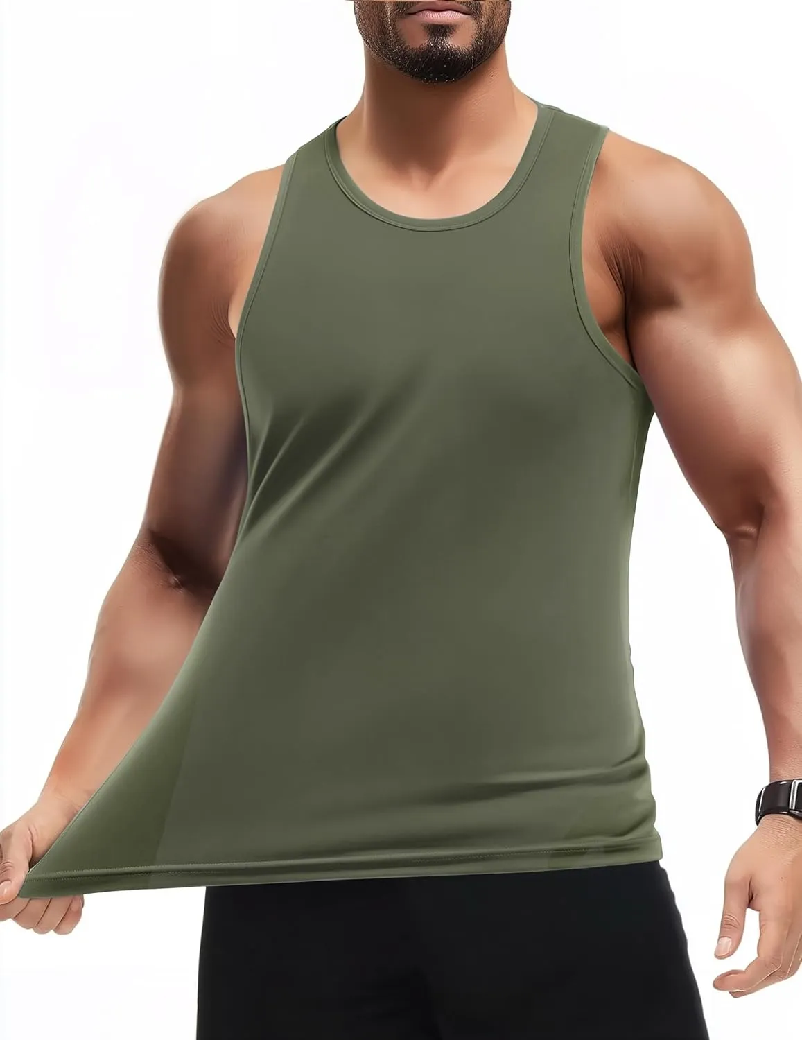 COOFANDY Mens Tank Top UPF 50  Quick Dry Sleeveless Shirts Summer Workout Muscle T Shirt Cool Swim Beach Top