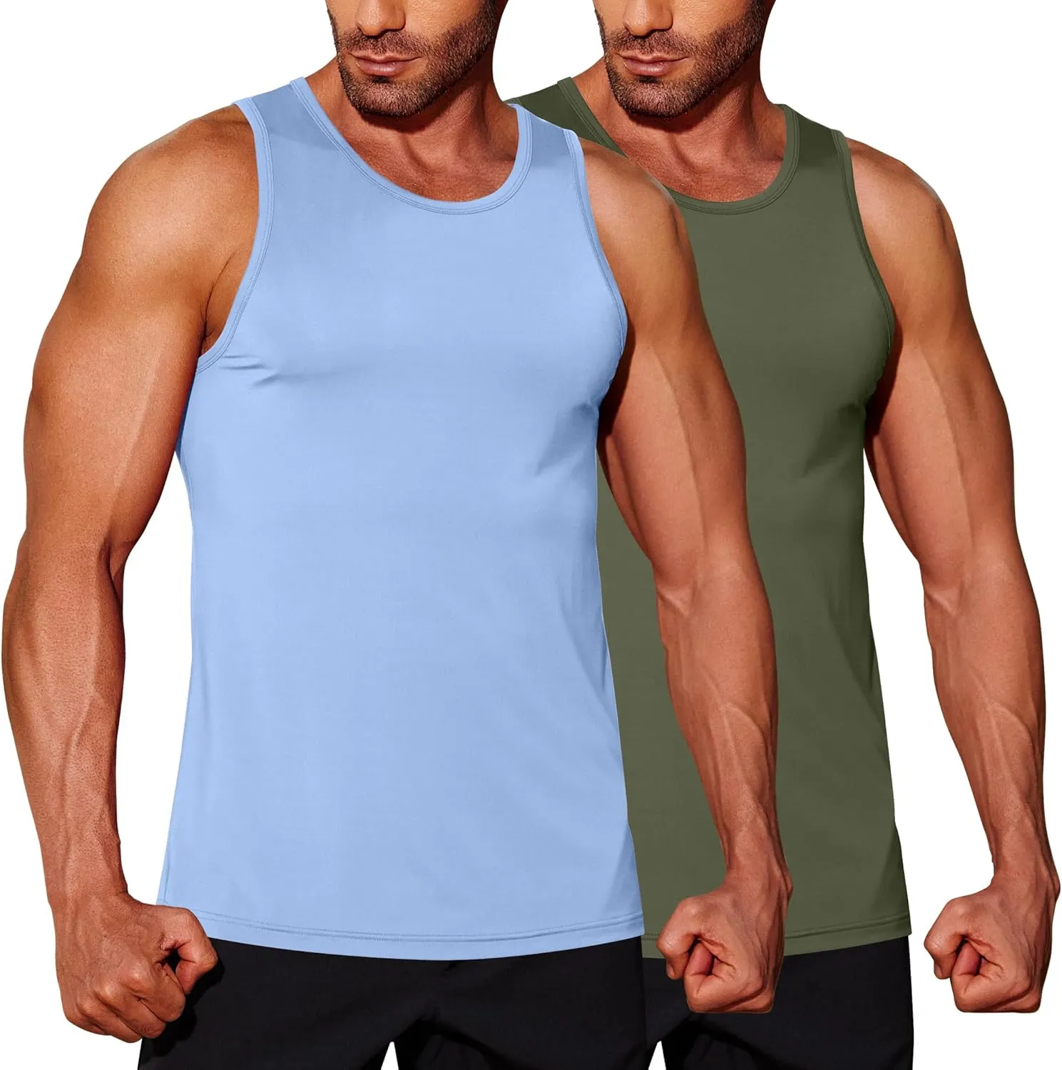 COOFANDY Mens Tank Top UPF 50  Quick Dry Sleeveless Shirts Summer Workout Muscle T Shirt Cool Swim Beach Top