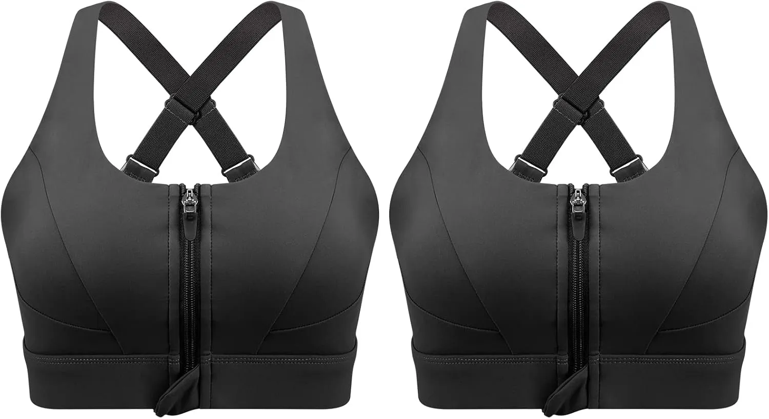 Cordaw Zip Front Sports Bra Adjustable Straps High Support Medium Impact Zipper Front Hook Running Bra Crisscross Padded