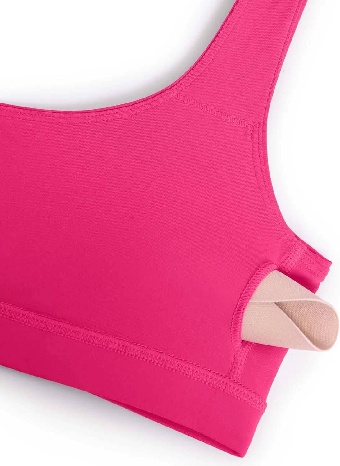 CRZ YOGA Womens Scoop Neck Bikini Tops Wide Straps U Back Bathing Suit Swimsuit Push Up Padded Sports Bra