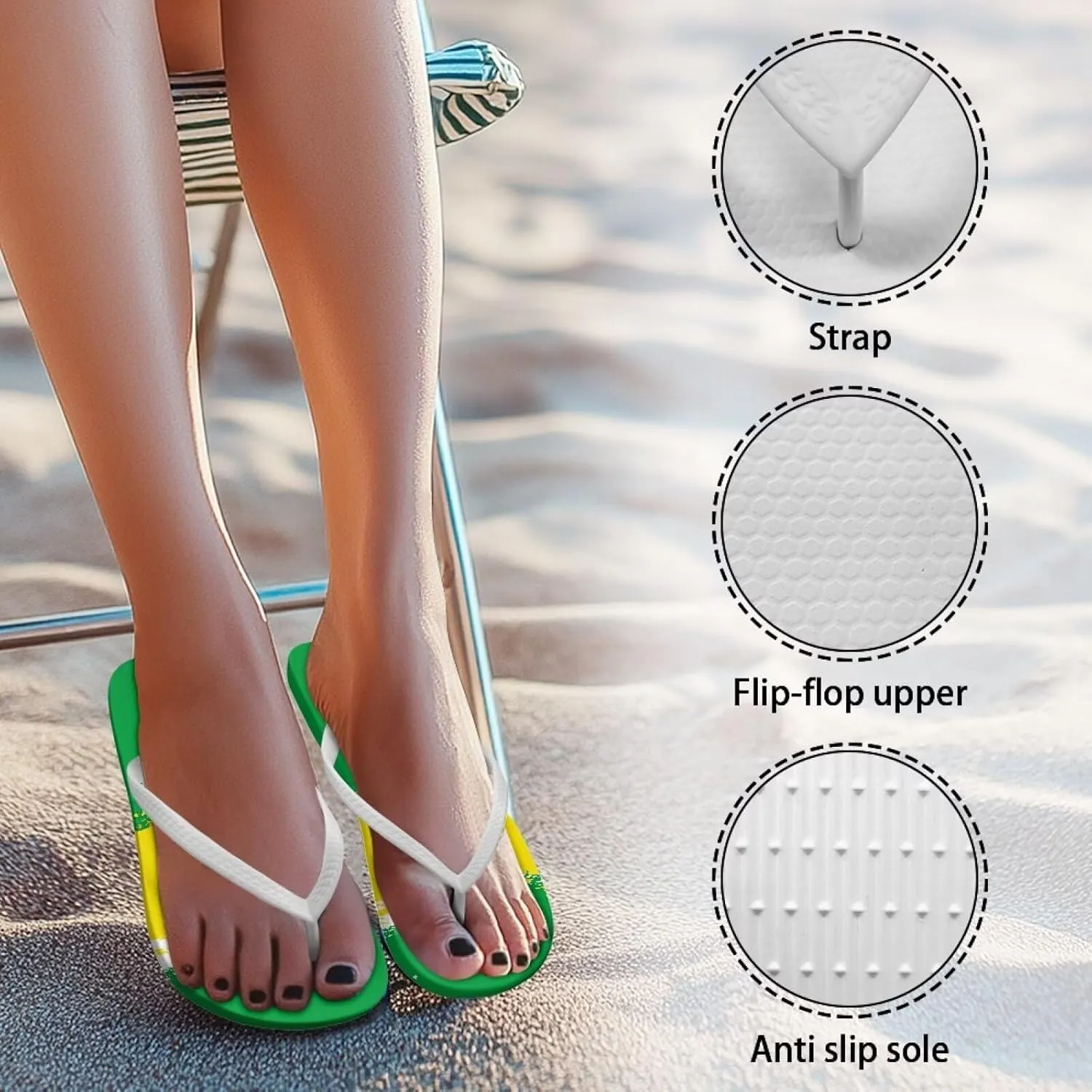 Customized Flip Flops for Women Comfortable Sandals Shower & Walking White Thong Sandals Size 35-40