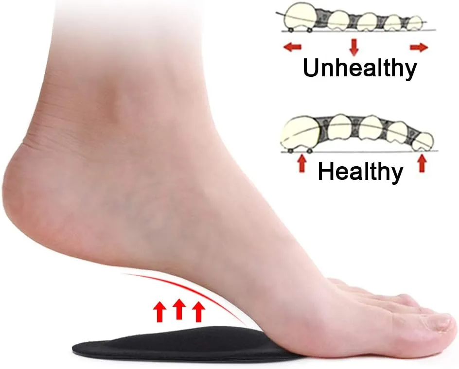 Dr. Foot's Arch Support Shoe Insoles for Flat Feet, Gel Arch Inserts for Plantar Fasciitis, Adhesive Arch Pad for Relieve Pressure and Feet Pain- 3 Pairs (Black, 3 Count (Pack of 1))