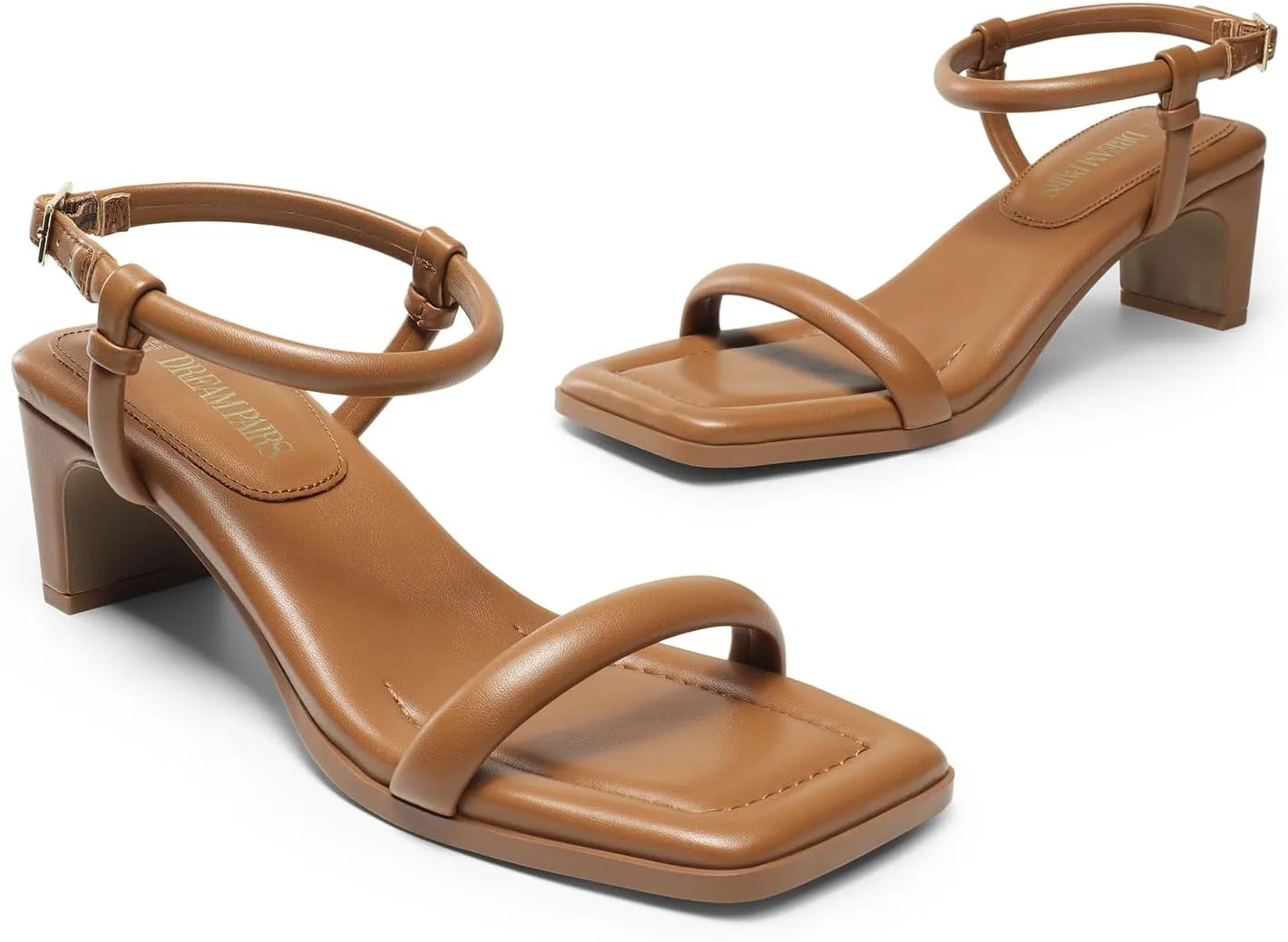 DREAM PAIRS Womens Heels Open Toe Ankle Strap Square Cute Wedding Party Sandal Comfort Dress Shoes