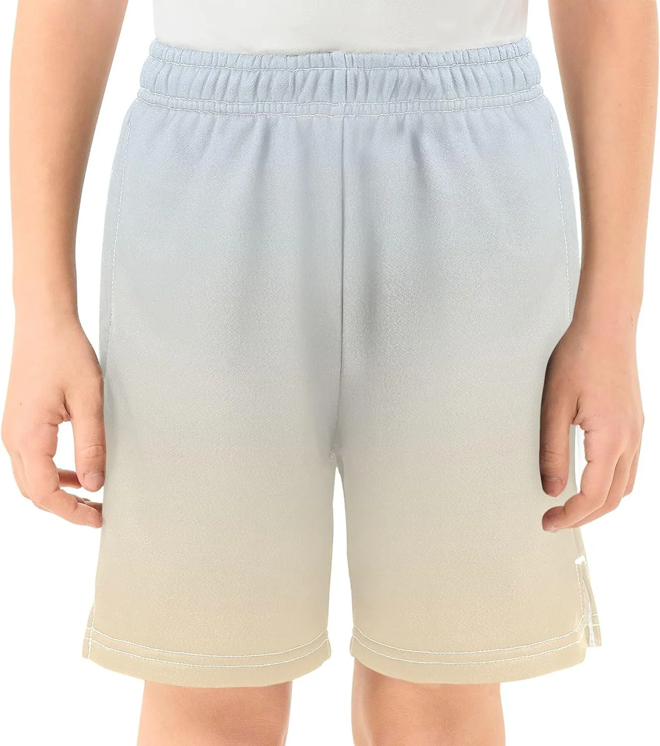 Elegant Blue Moccasin Gradient Youth Boys Casual Shorts Cute Athletic Shorts Elastic Waist Sports Trunks 7-8