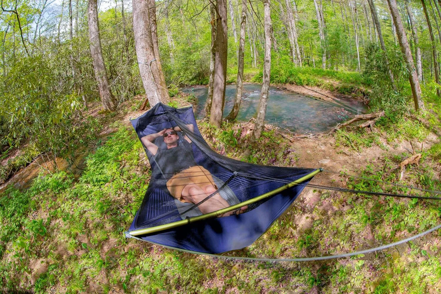 ENO SkyLite Hammock - 1 Person Flat, Portable Hammock - Integrated Bug Net - for Camping, Hiking, Backpacking, Travel, Festival, or The Beach - Evergreen