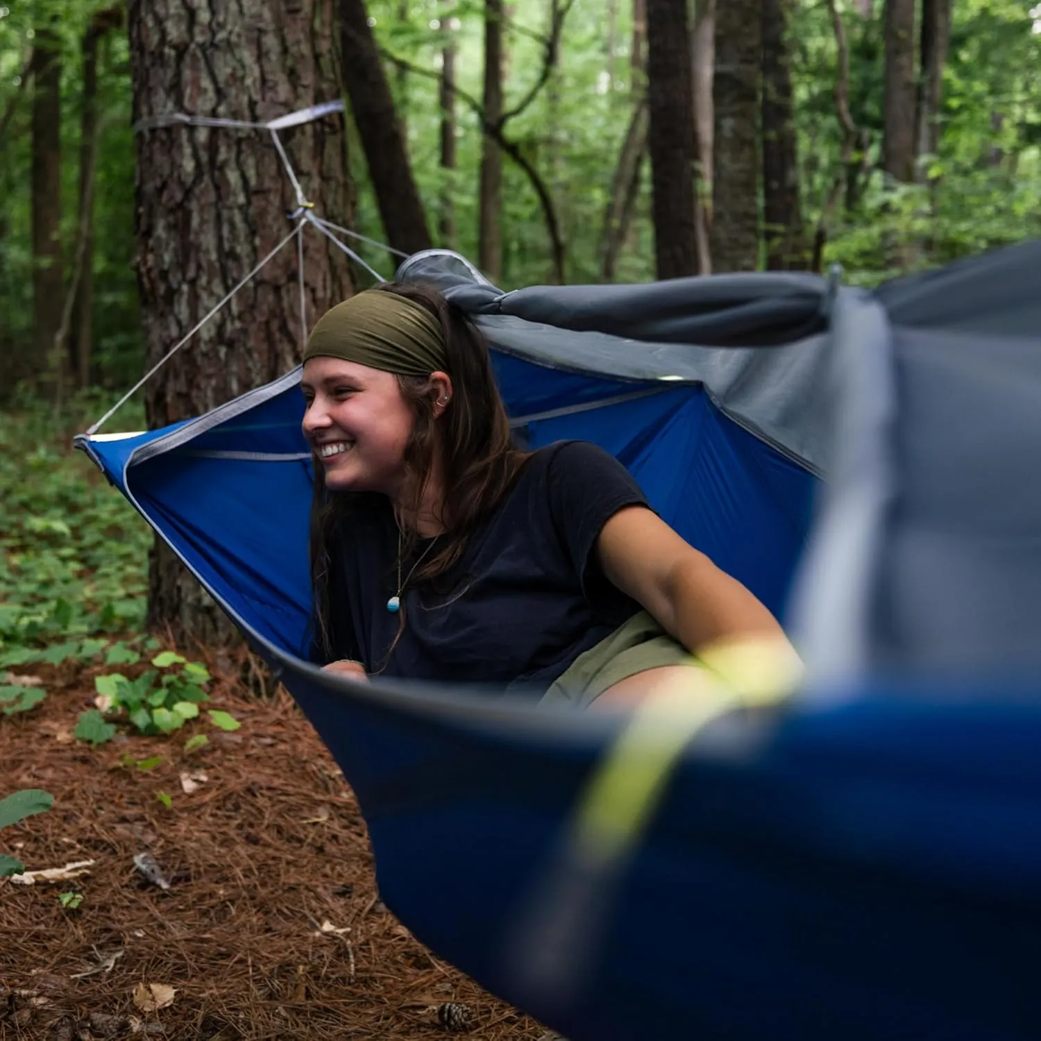 ENO SkyLite Hammock - 1 Person Flat, Portable Hammock - Integrated Bug Net - for Camping, Hiking, Backpacking, Travel, Festival, or The Beach - Pacific