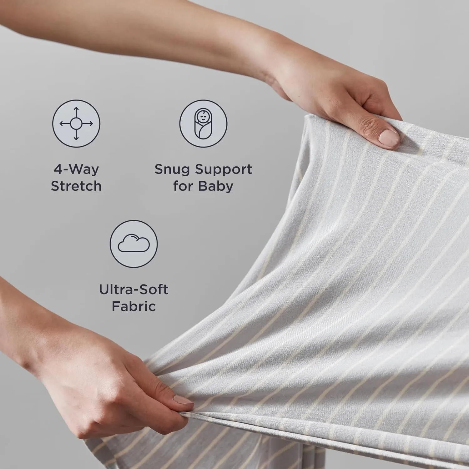 Ergobaby Sustainable Knit Aura Baby Carrier Wrap for Newborn to Toddler (8-25 Pounds), Grey Stripes