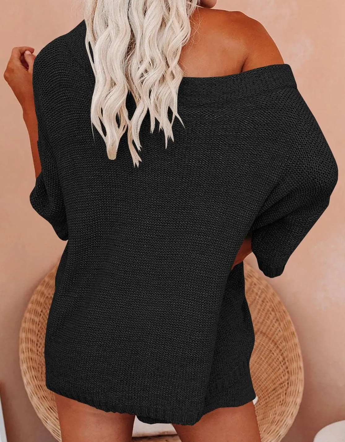 Ermonn Womens 2 Piece Outfits Sweater Sets Off Shoulder Knit Tops Waist Short Suits Casual Pajama Set
