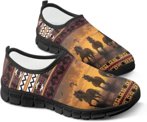 Ethnic Tribe Slip On Shoes for Men,Women Comfortable Leisure Slippers Elastic Black Outsole Walking Sneaker