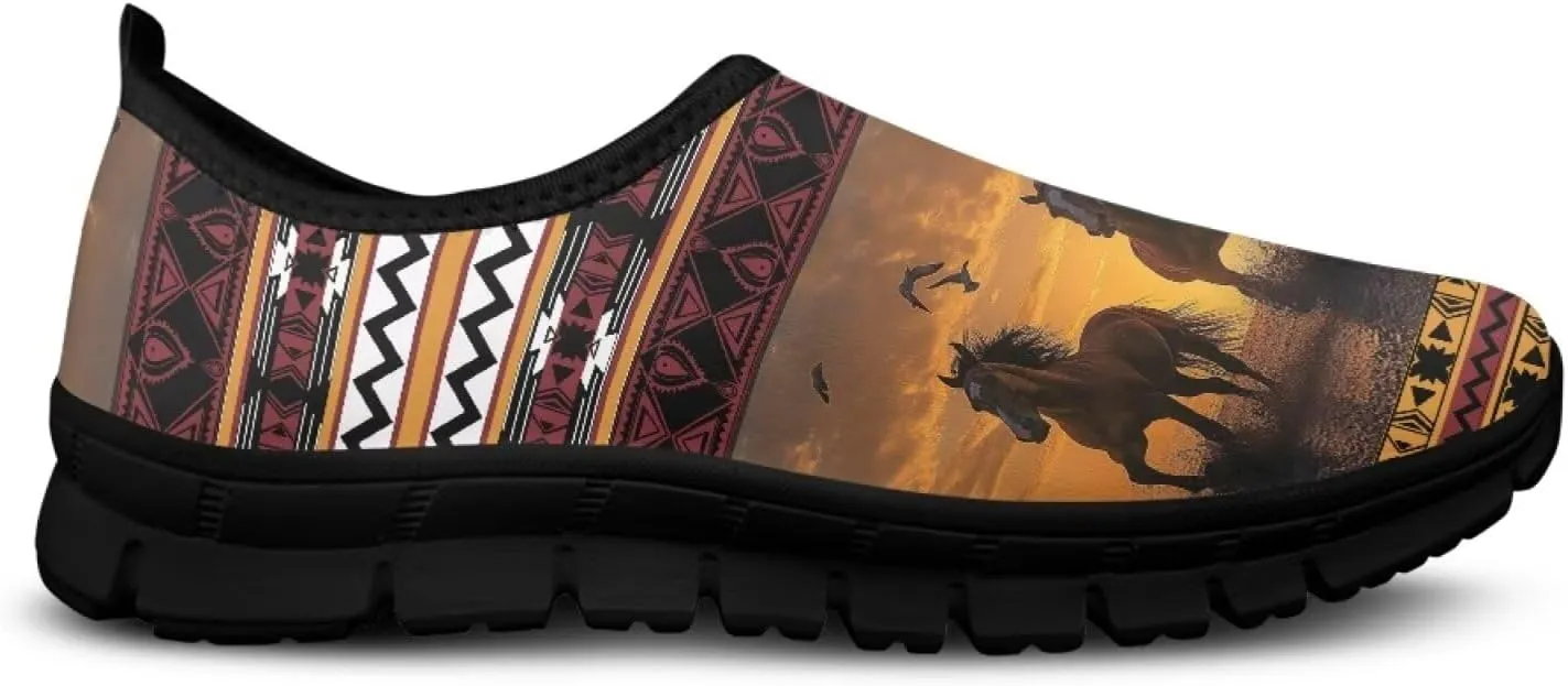 Ethnic Tribe Slip On Shoes for Men,Women Comfortable Leisure Slippers Elastic Black Outsole Walking Sneaker