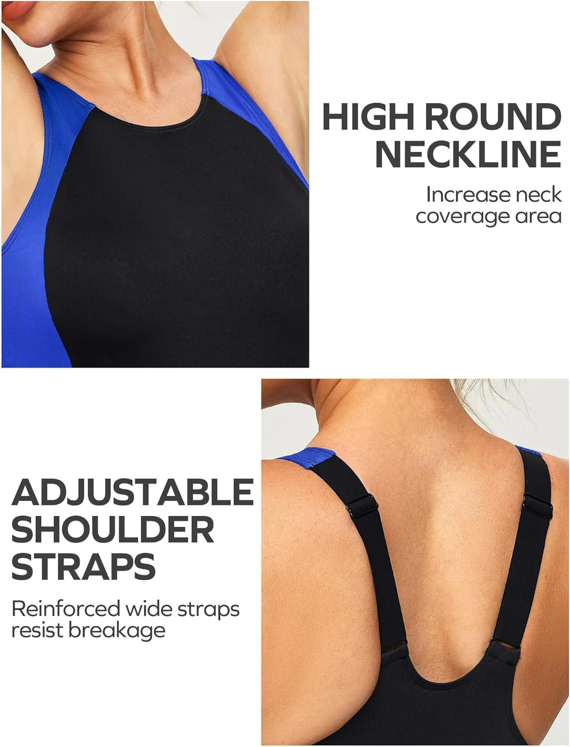 Ewedoos Athletic Swimsuit for Women Adjustable Strap One Piece Swimsuit Racerback Bathing Suit for Women Tummy Control