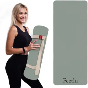 Extra Thick 12mm Exercise Mat – Non-Slip, Joint-Friendly & Cushioned Fitness Mat for Yoga, Pilates & Floor Workouts – Durable, Supportive & Includes Feetlu Classic Strap