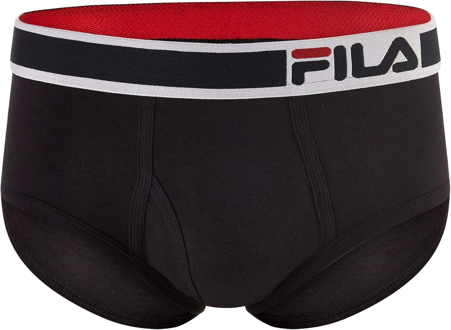 Fila Men's Regular Rise Brief Fly Front with Pouch, 4-Pack of Tagless Underwear