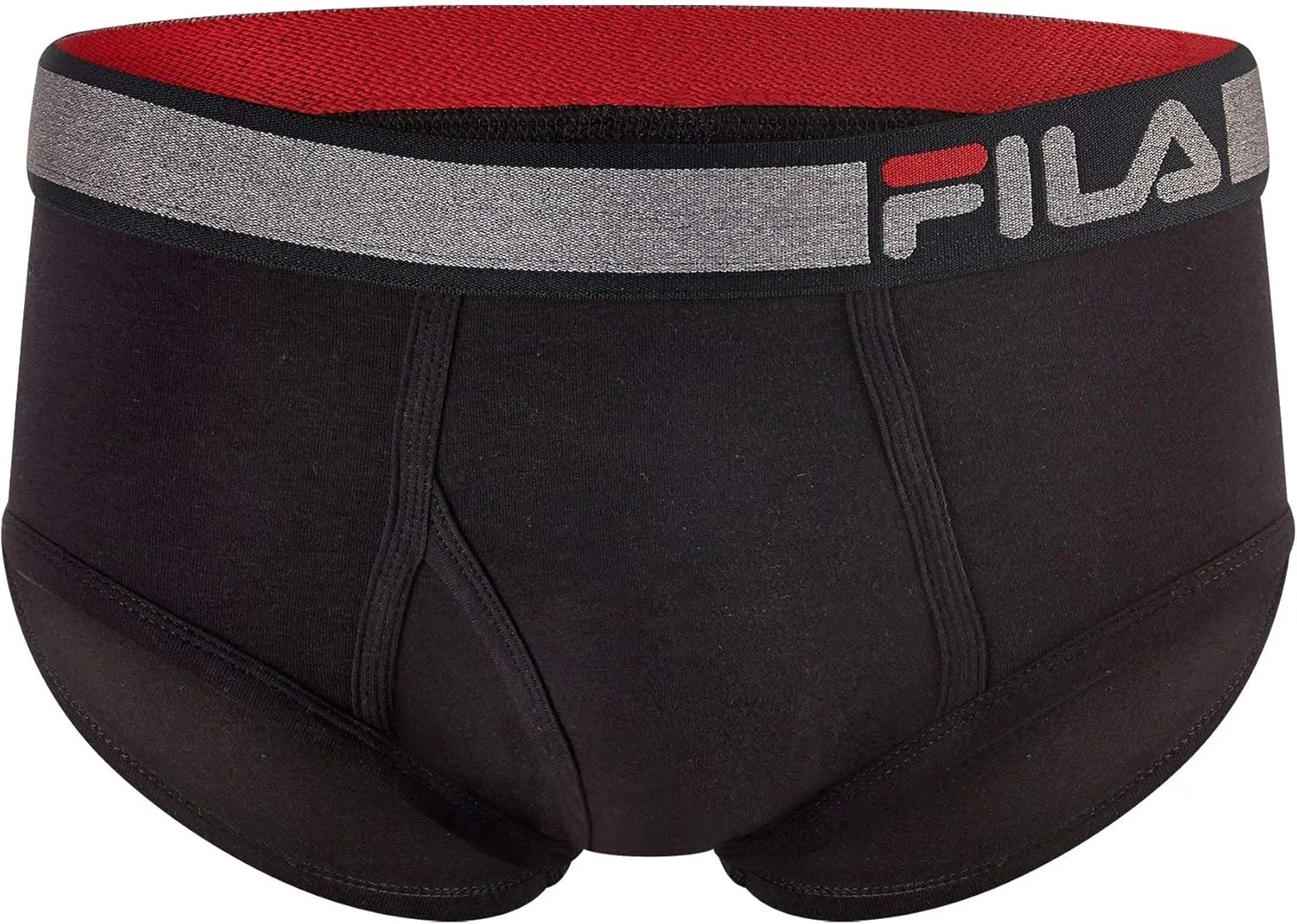 Fila Men's Regular Rise Brief Fly Front with Pouch, 4-Pack of Tagless Underwear