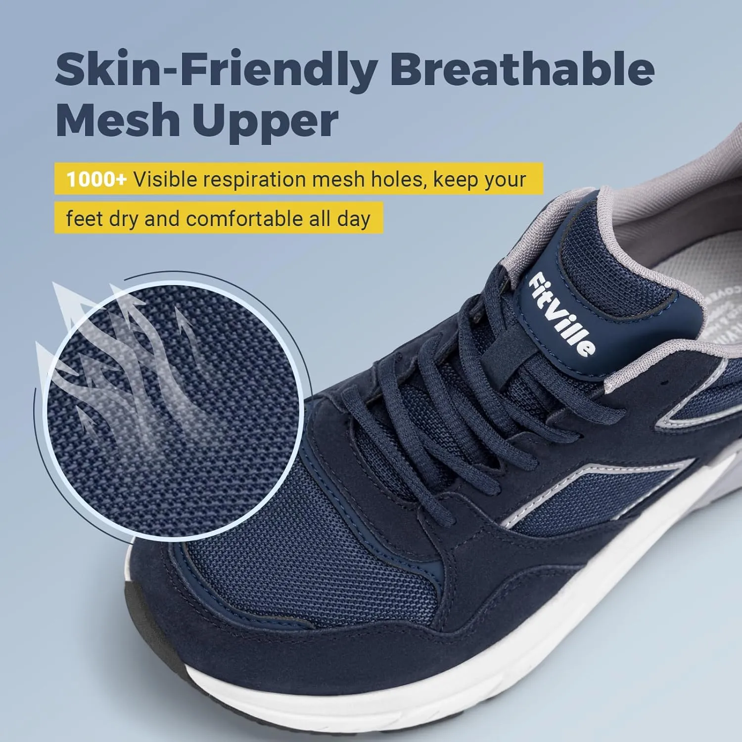 FitVille Extra Wide Walking Shoes Men's Wide Width Workout Sneakers with Arch Support for Flat Feet Heel Pain Relief - Rebound NEO V2