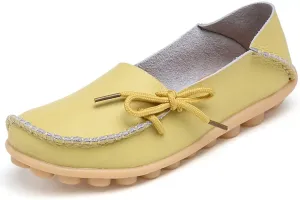 FolHaoth Loafers for Women Leather Slip On Walking Moccasins Shoes Comfortable Dress Outdoor Womens Casual Flat Shoes Nurse Working Driving Shoes Loafers