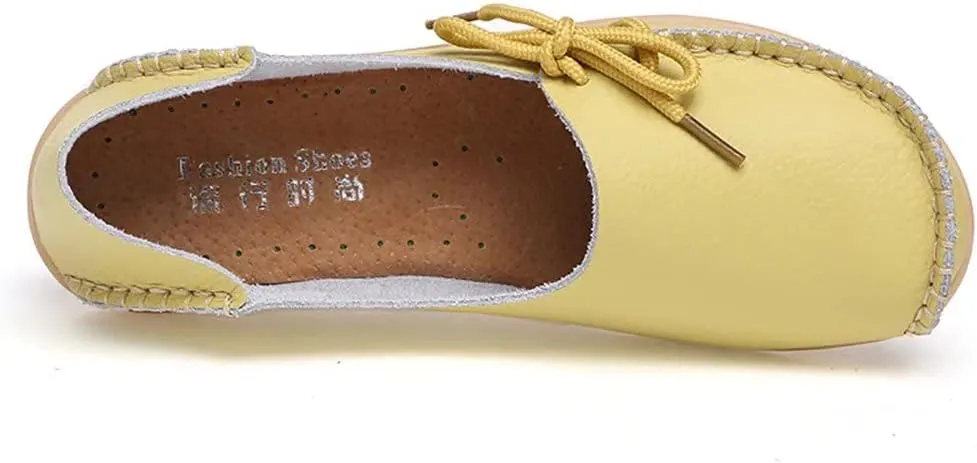FolHaoth Loafers for Women Leather Slip On Walking Moccasins Shoes Comfortable Dress Outdoor Womens Casual Flat Shoes Nurse Working Driving Shoes Loafers