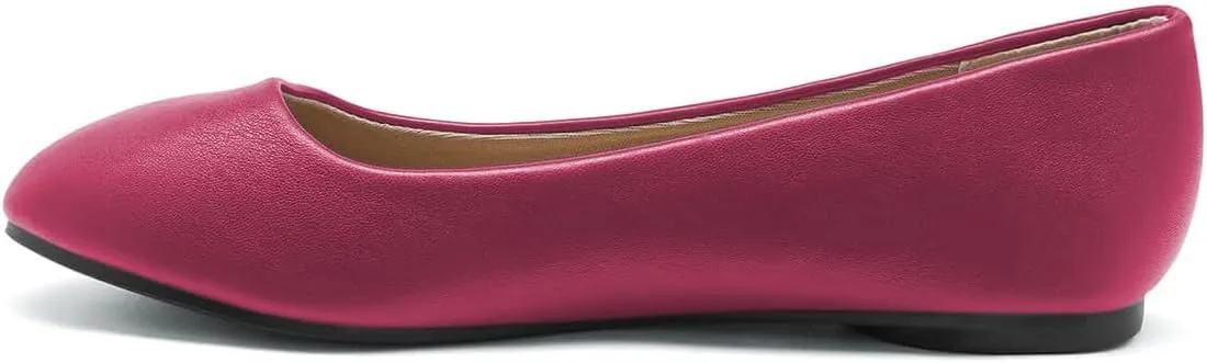 FOWT Women Round Toe Ballet Flats Slip on Comfy Pumps Casual Walking Work Daily Shoes Size 4-16 US