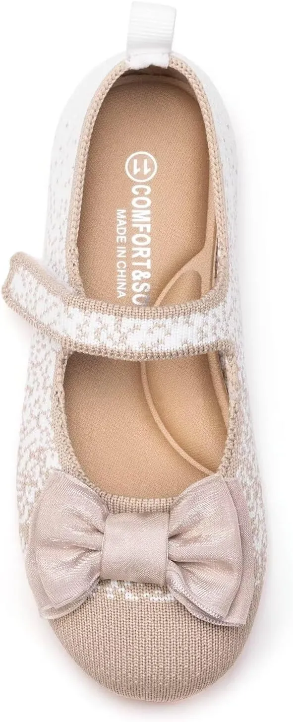 Frank Mully Girls Dress Shoes Mary Janes Girl Flats Slip on Ballet Flat Party School Shoes with Bow Toddler/Little Kid/Big Kid