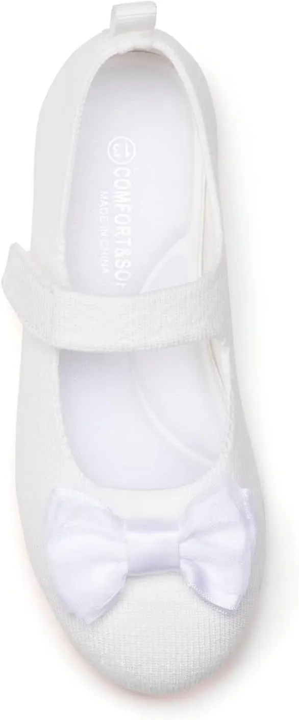 Frank Mully Girls Dress Shoes Mary Janes Girl Flats Slip on Ballet Flat Party School Shoes with Bow Toddler/Little Kid/Big Kid