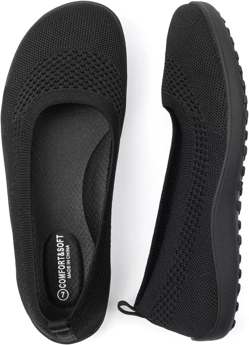 Frank Mully Womens Flat Shoes Wide Toe Box Knitted Flats Comfort Wide Width Walking Flats
