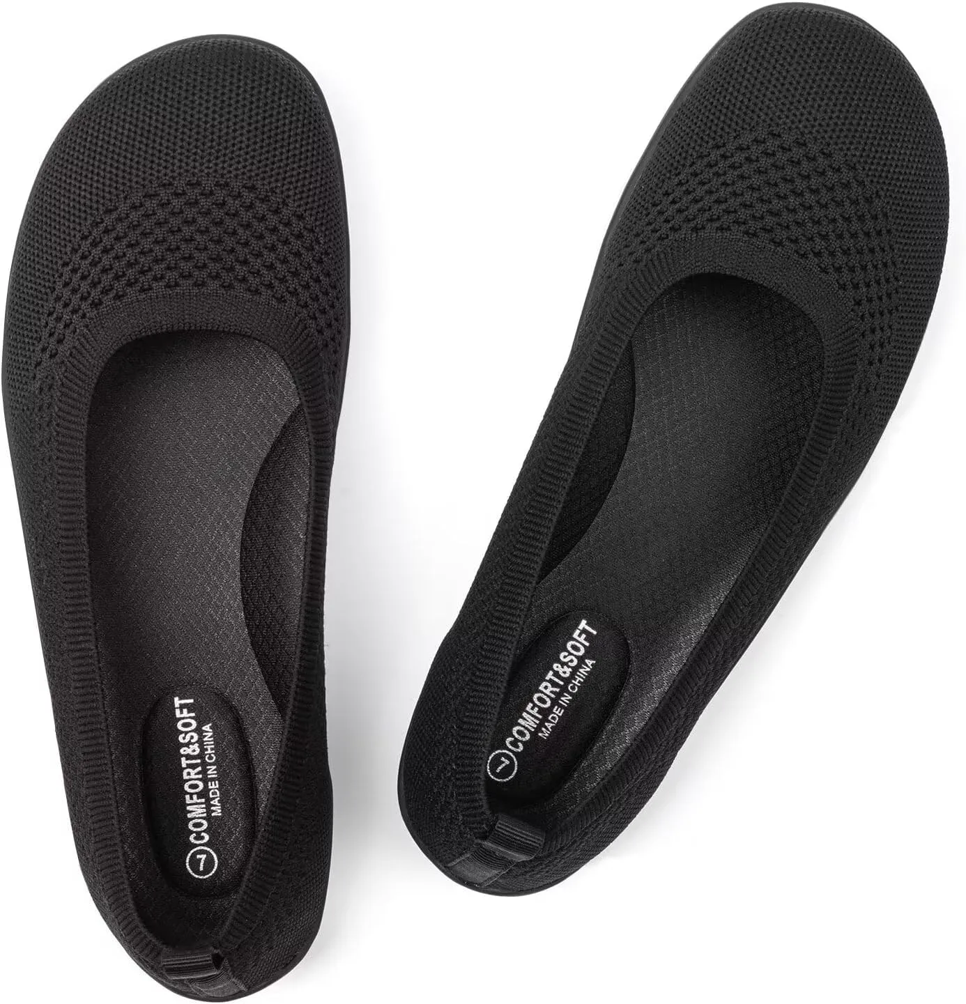 Frank Mully Womens Flat Shoes Wide Toe Box Knitted Flats Comfort Wide Width Walking Flats