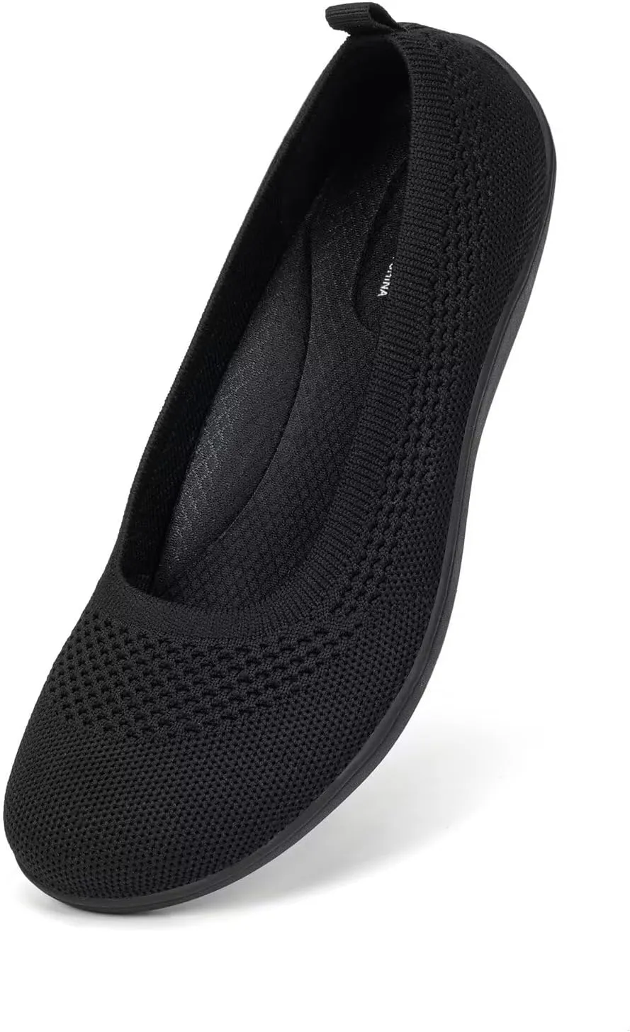 Frank Mully Womens Flat Shoes Wide Toe Box Knitted Flats Comfort Wide Width Walking Flats