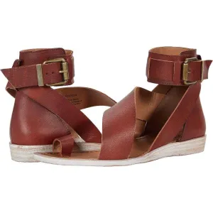 Free People Sandals Vale Mahogany Leather Buckle Flats
