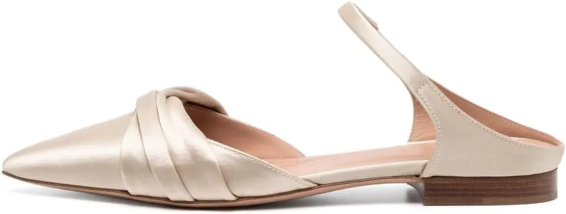 FSJ Women Closed Pointed Toe Flat Sandals with Strap Backless Slip On Cute Slides Ladies Casual Mules Comfortable Low heel Shoes Size 4-16 US