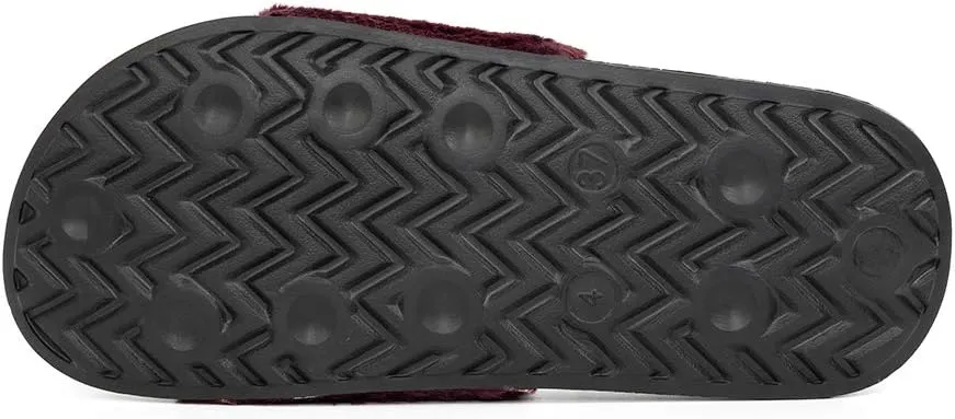 FUNKYMONKEY Women's Slides Faux Fur Cute Fuzzy Slippers Comfort Flat Sandals
