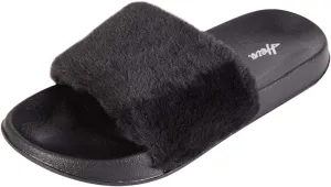 FUNKYMONKEY Women's Slides Faux Fur Cute Fuzzy Slippers Comfort Flat Sandals