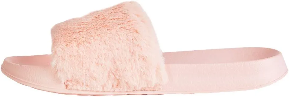 FUNKYMONKEY Women's Slides Faux Fur Cute Fuzzy Slippers Comfort Flat Sandals